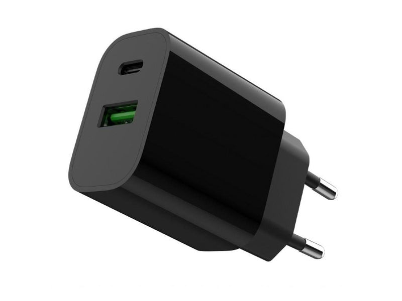 Gembird Universal GaN USB charger QC 3.0 & PD 20W 2-port - Black