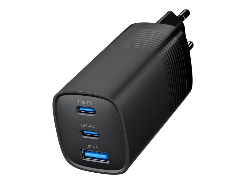 Gembird Universal GaN USB charger QC 3.0 & PD 65W 2-port - Black