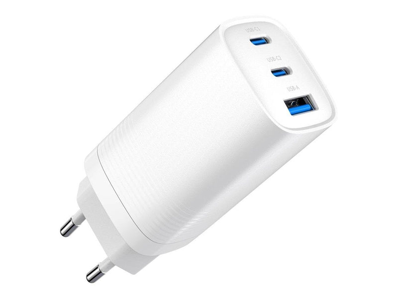 Gembird Universal GaN USB charger QC 3.0 & PD 65W 2-port - White