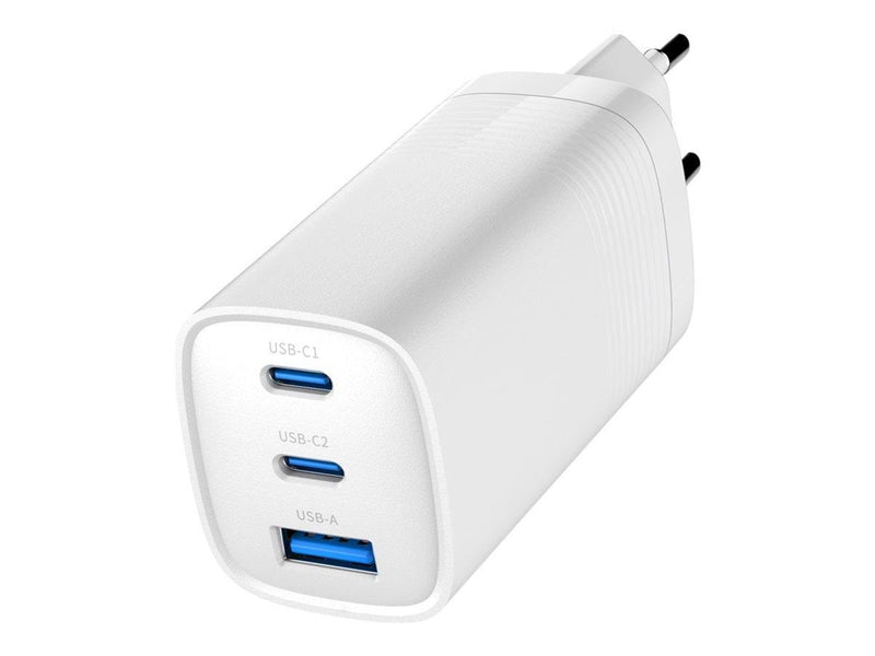 Gembird Universal GaN USB charger QC 3.0 & PD 65W 2-port - White