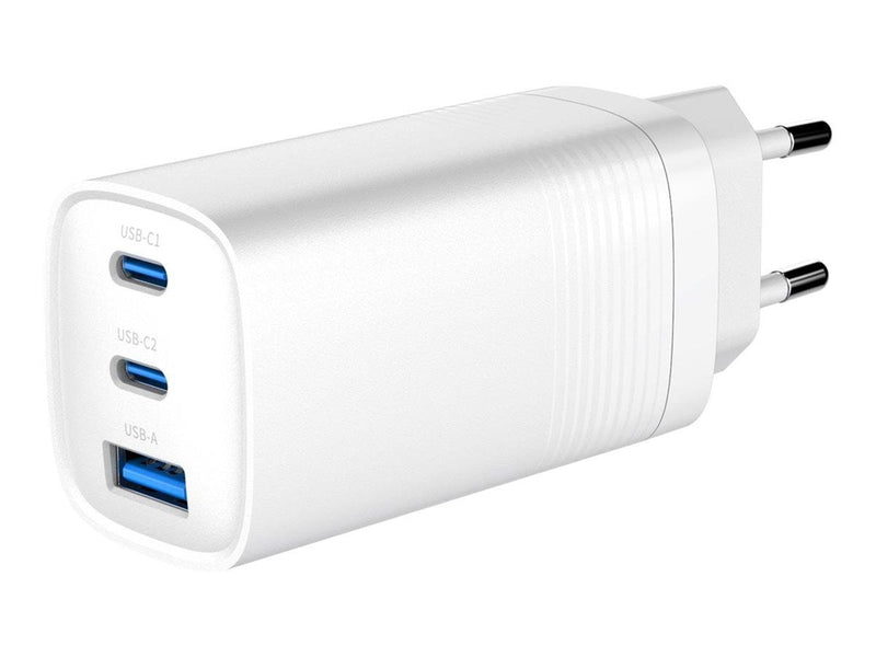 Gembird Universal GaN USB charger QC 3.0 & PD 65W 2-port - White