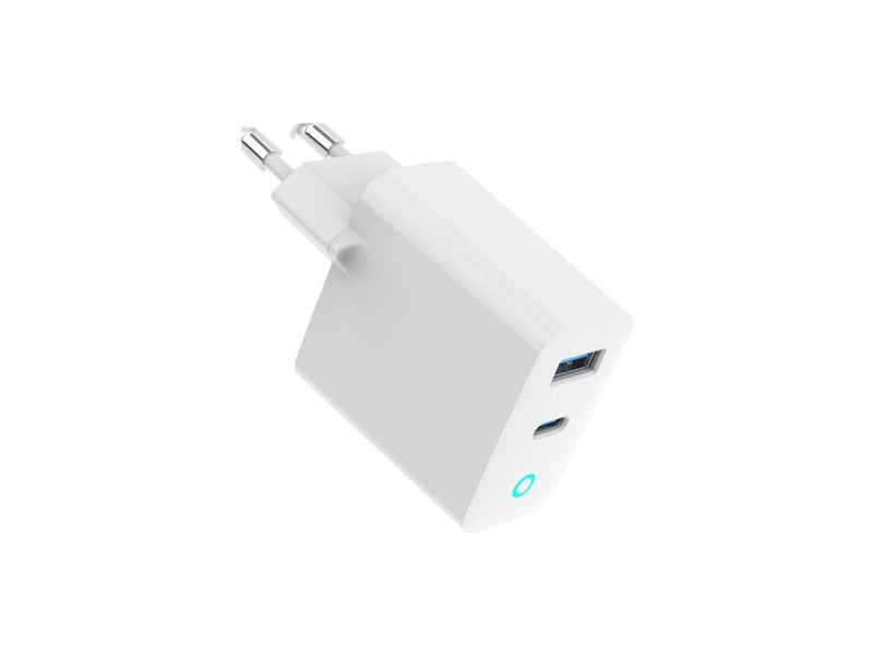 Gembird Universal GaN USB charger with LED QC 3.0 & PD 30W 2-port - White