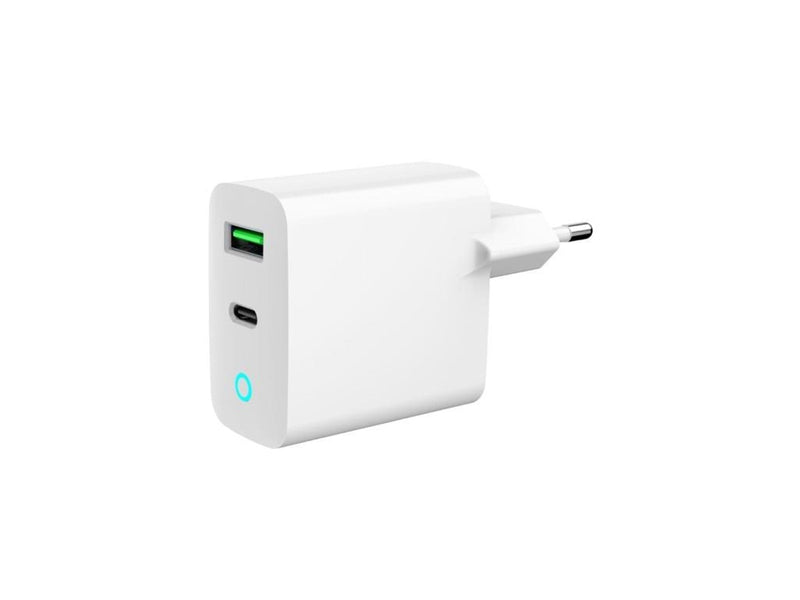 Gembird Universal USB charger with LED QC 3.0 & PD 20W 2-port - White