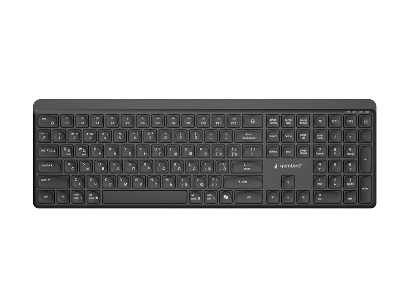 Gembird - keyboard - dual-mode pro-business slim full size - Cyrillic - black Input Device - Tastatur - Kyrillisch - Schwarz