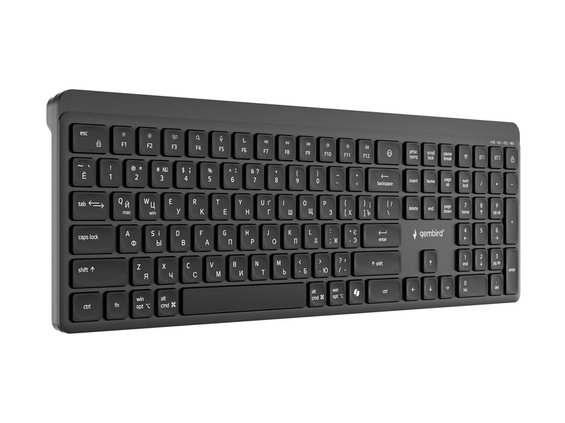 Gembird - keyboard - dual-mode pro-business slim full size - Cyrillic - black Input Device - Tastatur - Kyrillisch - Schwarz