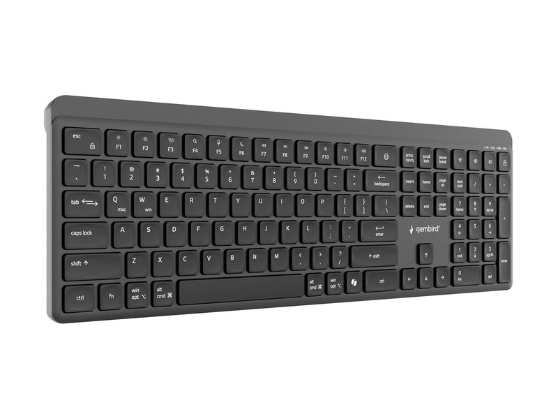 Gembird - keyboard - dual-mode pro-business slim full size - QWERTY - US - black Input Device - Tastatur - Englisch (US) - Schwarz