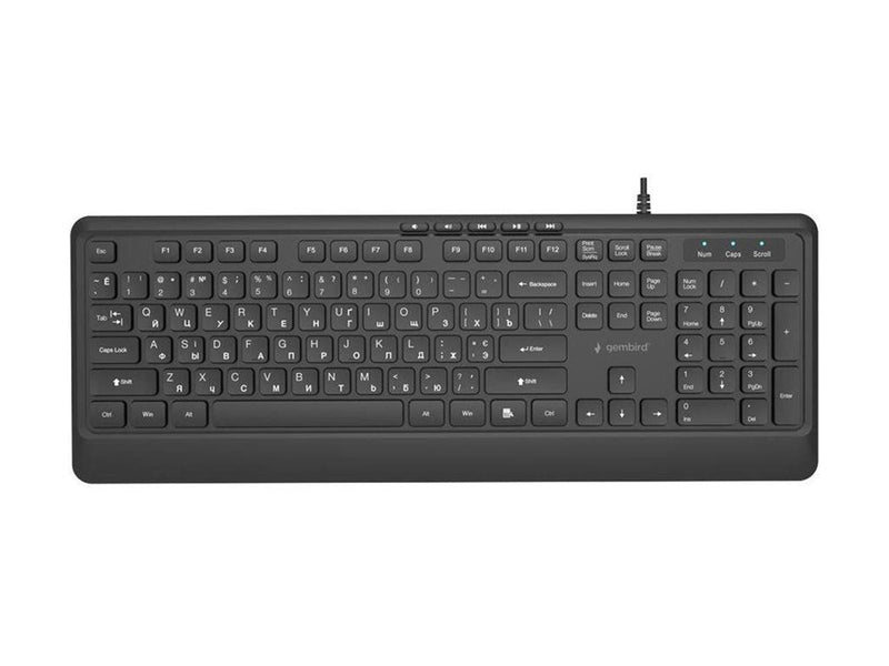 Gembird - keyboard - slim multimedia full size - QWERTY - US - black Input Device - Tastatur - Englisch (US) - Schwarz