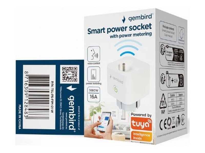 Gembird - smart plug - with power metering - 802.11b/g/n - white