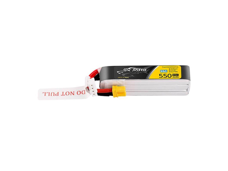 Gens ace &Tattu 3s 550mAh 95C 11.4V HV Lipo Battery with XT30 Plug Long-Pack Connector
