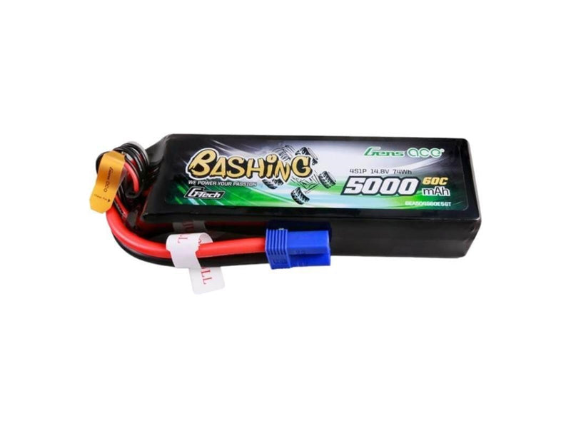 Gens ace &Tattu G-Tech 5000mAh 14.8V 4S1P 60C Lipo Battery Pack with EC5 Plug-Bashing Series