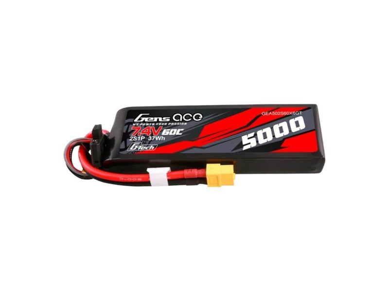 Gens ace &Tattu G-Tech 5000mAh 7.4V 60C 2S1P Lipo PC material case with XT60 Plug