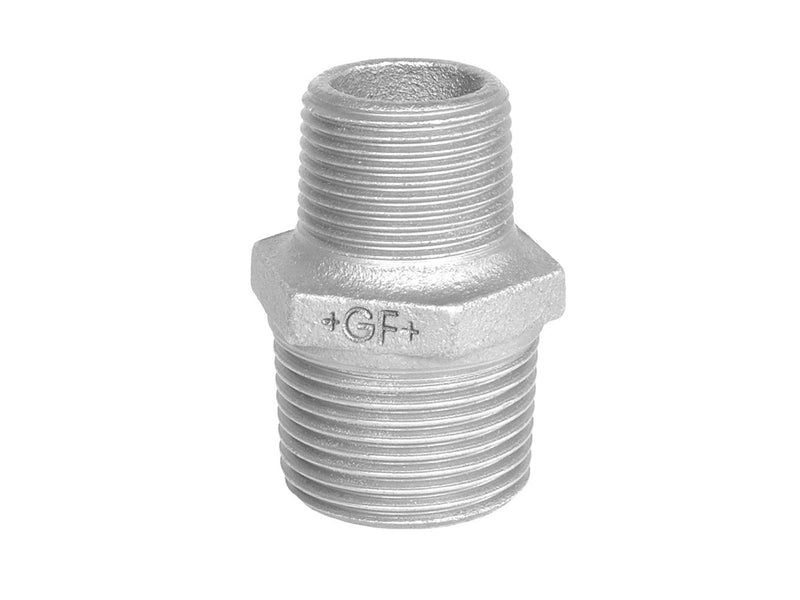 Georg-Fischer Hexagon nipple galvanized reducing 3/4 x 1/4