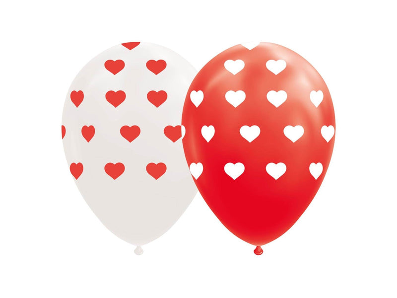 Globos Balloons Hearts Red/White 30cm 8pcs.