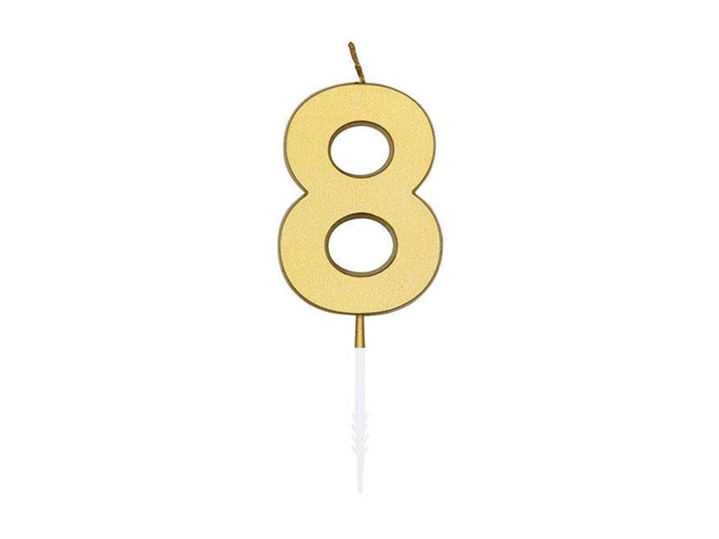Globos Cake Candle 4.5cm Metallic Gold no. 8