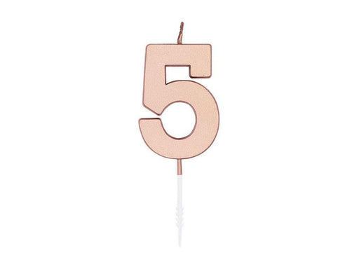 Globos Cake Candle 4.5cm Metallic Rose Gold no. 5