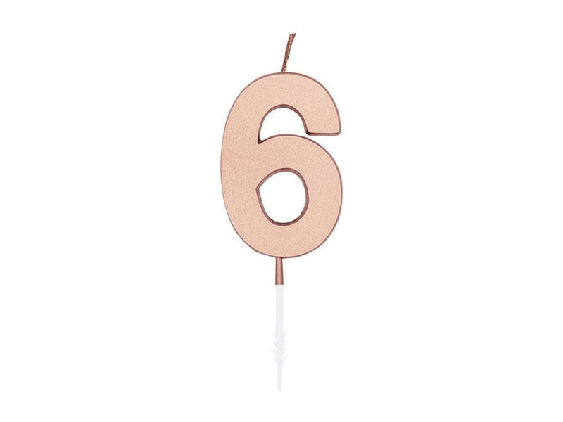 Globos Cake Candle 4.5cm Metallic Rose Gold no. 6