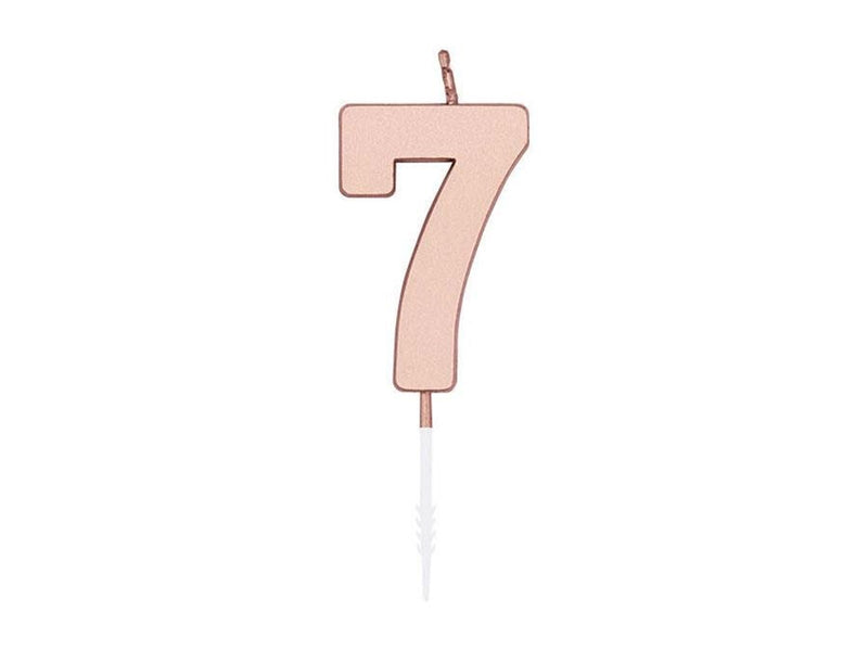 Globos Cake Candle 4.5cm Metallic Rose Gold no. 7