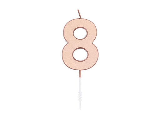 Globos Cake Candle 4.5cm Metallic Rose Gold no. 8