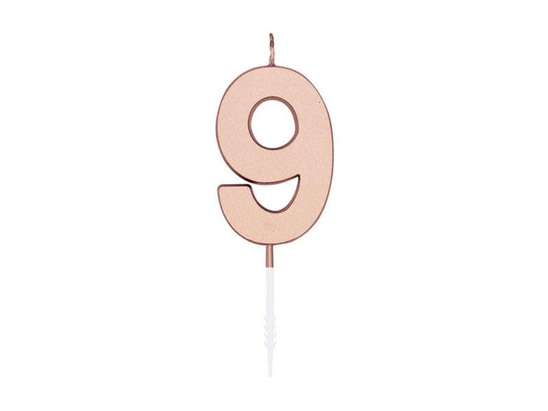 Globos Cake Candle 4.5cm Metallic Rose Gold no. 9