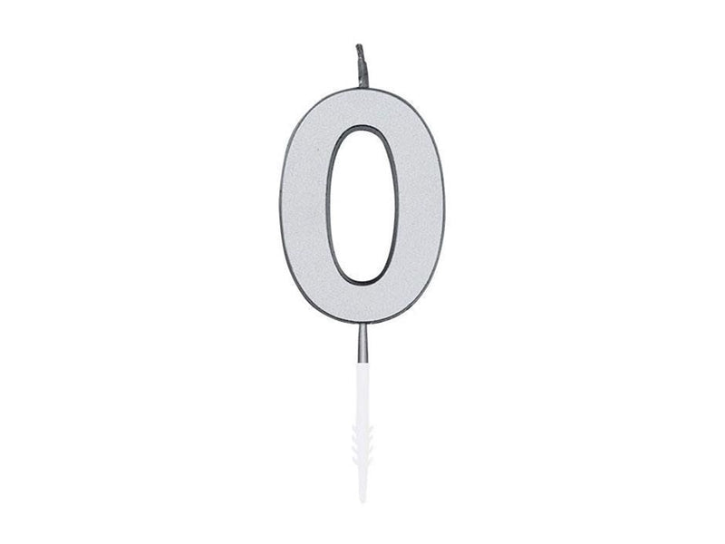 Globos Cake Candle 4.5cm Metallic Silver no. 0