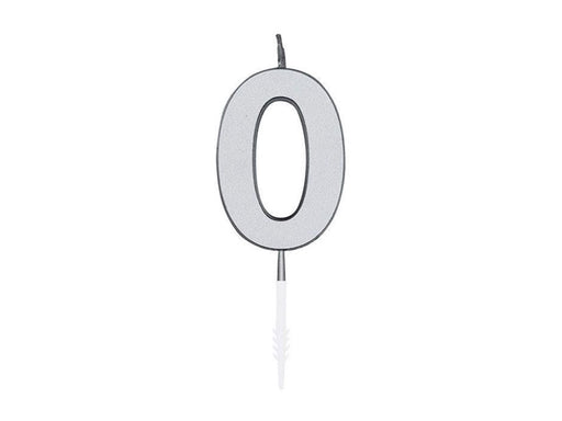 Globos Cake Candle 4.5cm Metallic Silver no. 0
