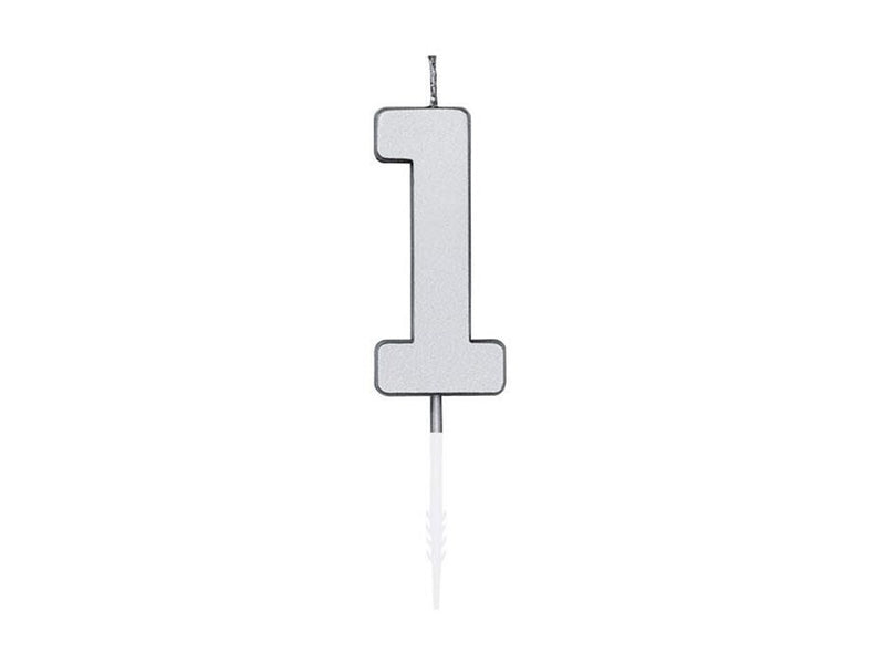 Globos Cake Candle 4.5cm Metallic Silver no. 1
