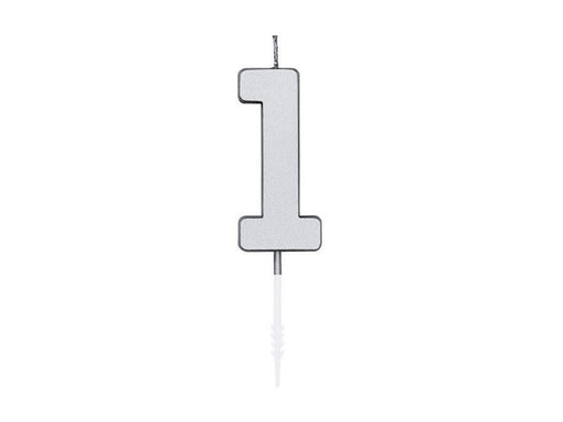 Globos Cake Candle 4.5cm Metallic Silver no. 1