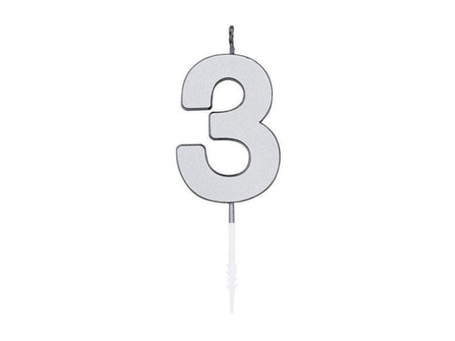 Globos Cake Candle 4.5cm Metallic Silver no. 3