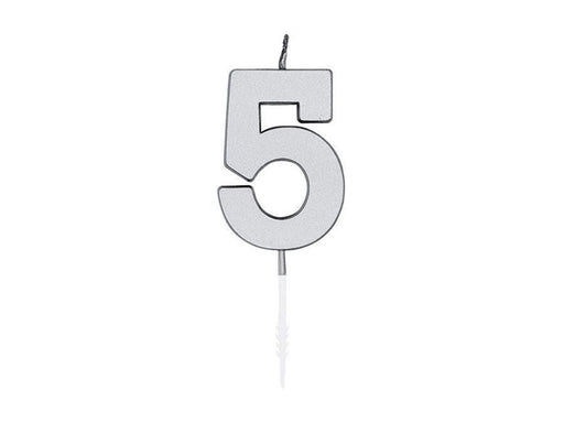 Globos Cake Candle 4.5cm Metallic Silver no. 5