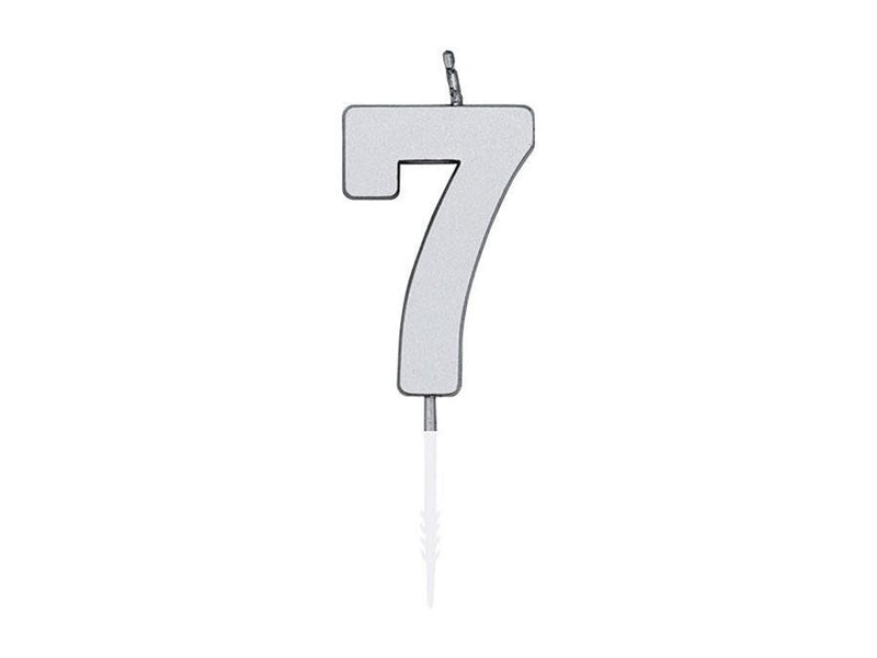 Globos Cake Candle 4.5cm Metallic Silver no. 7