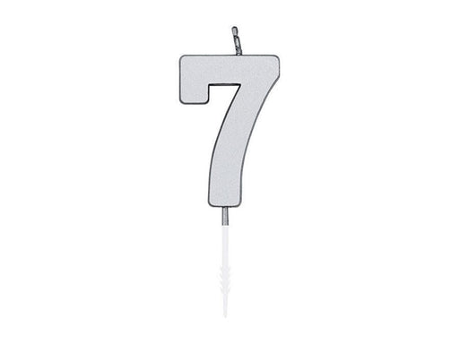 Globos Cake Candle 4.5cm Metallic Silver no. 7