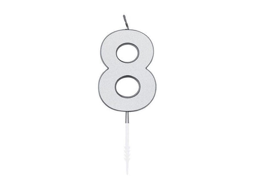 Globos Cake Candle 4.5cm Metallic Silver no. 8