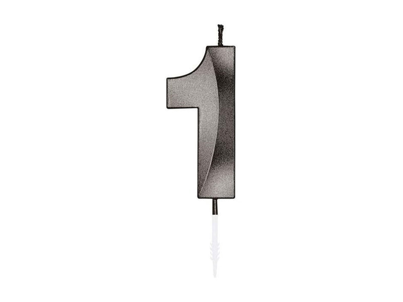 Globos Cake Candle 6cm Metallic Black no. 1