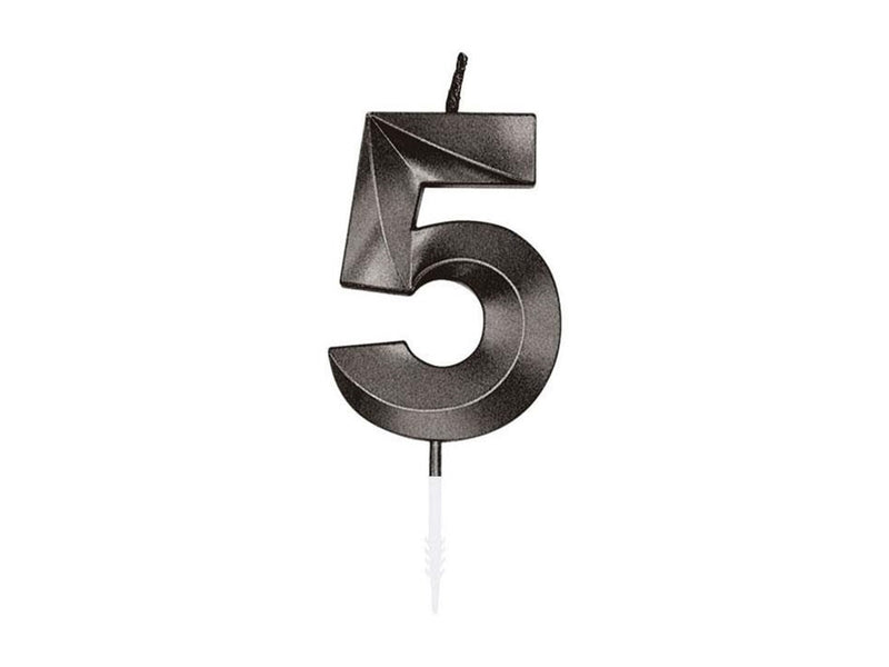 Globos Cake Candle 6cm Metallic Black no. 5