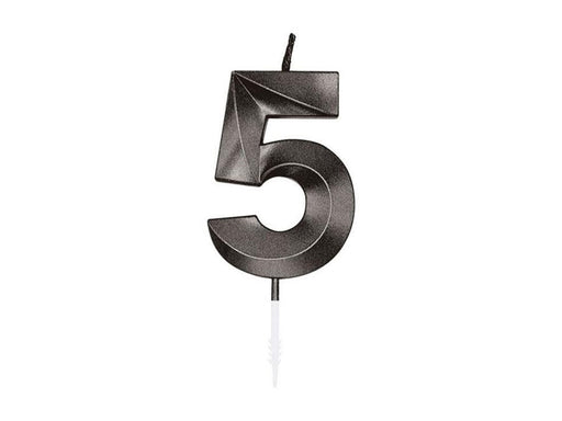 Globos Cake Candle 6cm Metallic Black no. 5