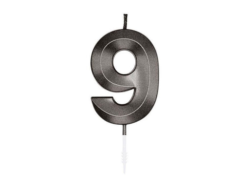 Globos Cake Candle 6cm Metallic Black no. 9