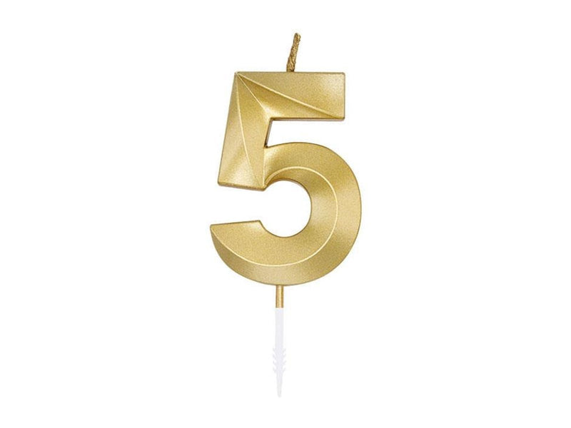 Globos Cake Candle 6cm Metallic Gold no. 5