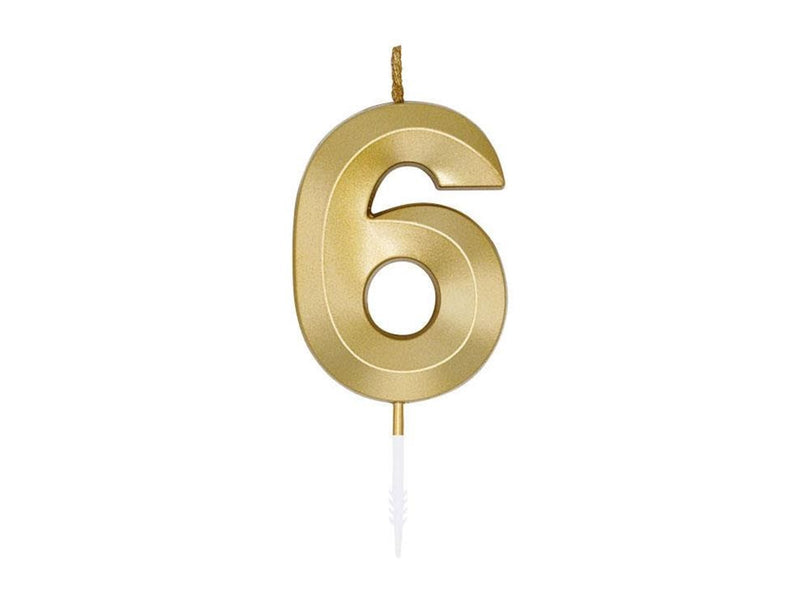Globos Cake Candle 6cm Metallic Gold no. 6
