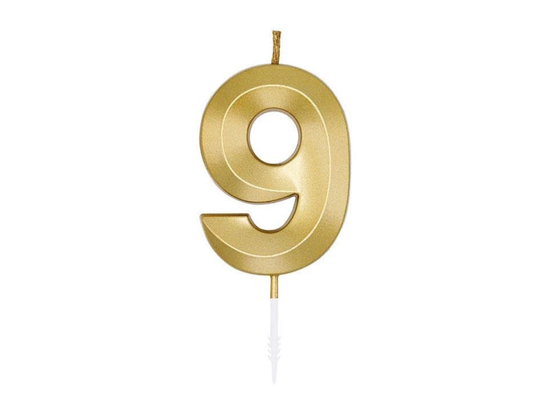 Globos Cake Candle 6cm Metallic Gold no. 9
