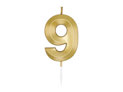Globos Cake Candle 6cm Metallic Gold no. 9