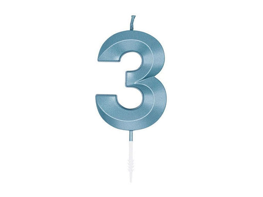 Globos Cake Candle 6cm Metallic Light Blue no. 3