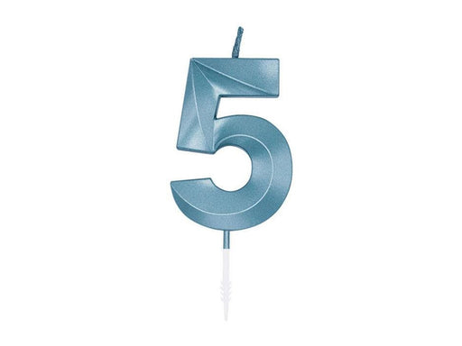 Globos Cake Candle 6cm Metallic Light Blue no. 5