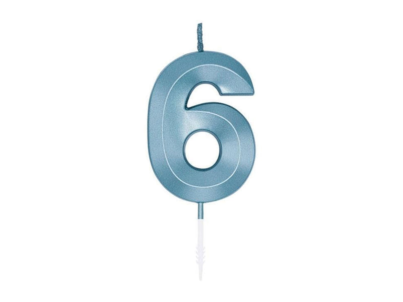 Globos Cake Candle 6cm Metallic Light Blue no. 6