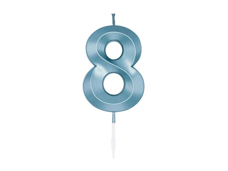 Globos Cake Candle 6cm Metallic Light Blue no. 8