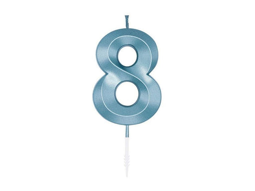 Globos Cake Candle 6cm Metallic Light Blue no. 8