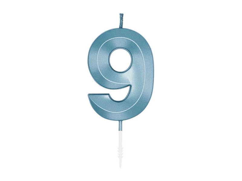 Globos Cake Candle 6cm Metallic Light Blue no. 9