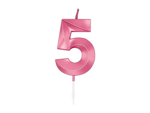 Globos Cake Candle 6cm Metallic Light Pink no. 5