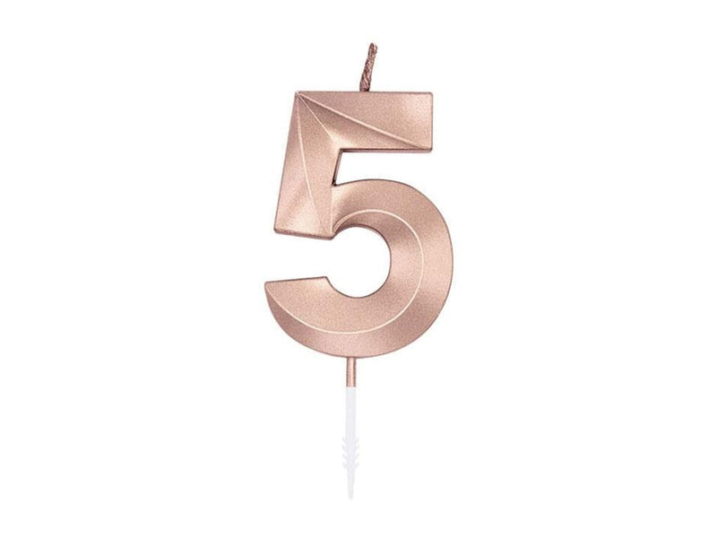 Globos Cake Candle 6cm Metallic Rose Gold no. 5