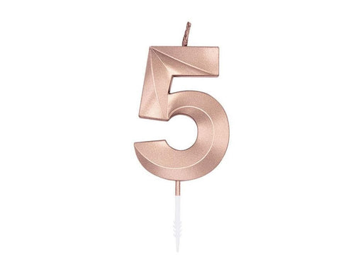 Globos Cake Candle 6cm Metallic Rose Gold no. 5