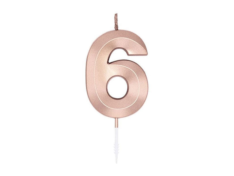 Globos Cake Candle 6cm Metallic Rose Gold no. 6